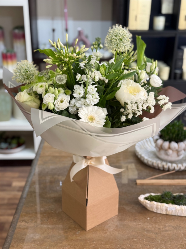 Bouquets | Christmas Flowers | Elegant White Hand Tied Bouquet