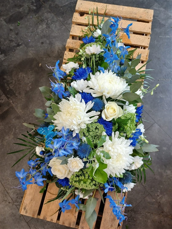 Funerals | Luxury Blue Delphinium Teardrop