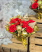 Christmas | Festive Red And Gold With Robin ~ Everlasting Posy