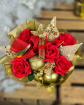 Christmas | Festive Red And Gold With Robin ~ Everlasting Posy