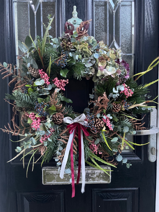 Christmas Workshops 2025 | Christmas Workshops 2026 | Luxury, Pretty and Rustic Christmas Door Wreath - Sunday 6th December - Afternoon Workshop