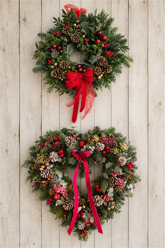 Christmas 2023 | Christmas Floristry Workshops 2026 | Christmas Workshops 2022 | Christmas Workshops 2025 | Christmas Round or Heart Door Wreath in Floral Foam - Sunday 29th November - Afternoon Workshop