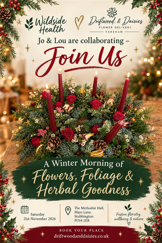 Christmas Floristry Workshops 2026 | A Winter Morning of Flowers, Foliage & Herbal Goodness - Saturday 21st November - Morning  Workshop