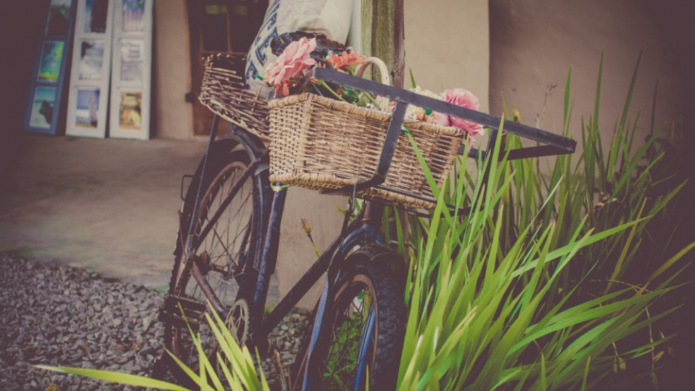 vintage bike with flowers