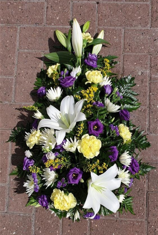 Funeral Flowers | Blue And Lemon Spray