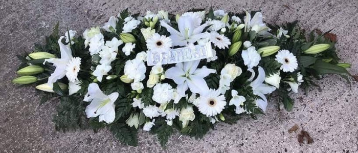 Funeral Flowers | White Coffin Spray