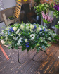 Funeral Flowers | Blue/Purple And Cream Coffin Spray