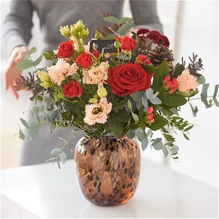 Christmas | Florist Choice Christmas Vase Red And Cream