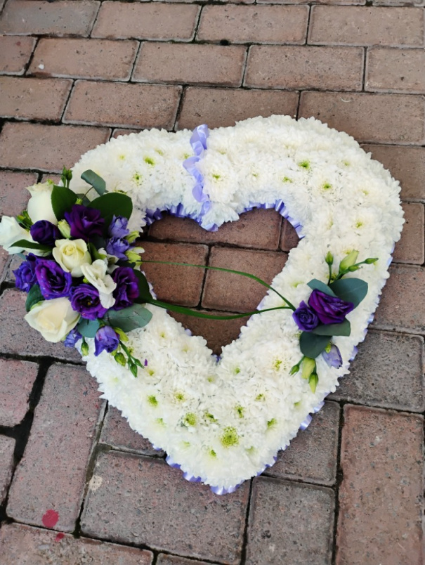 Funeral flowers  | padded open heart