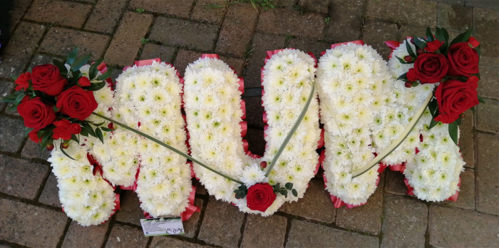 Funeral flowers  | padded big letters