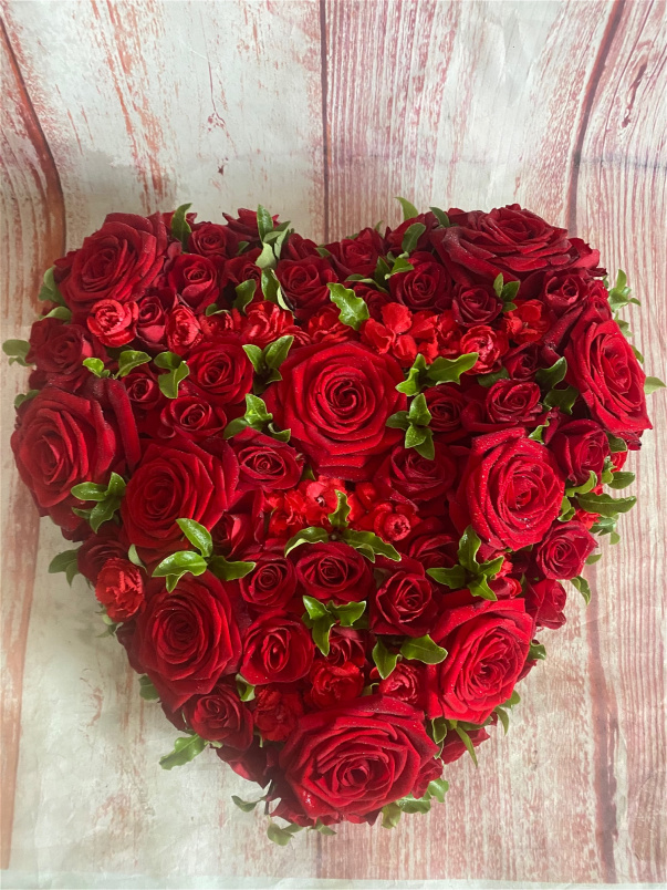 Funeral Flowers | Sympathy Red Rose & Carnation Heart