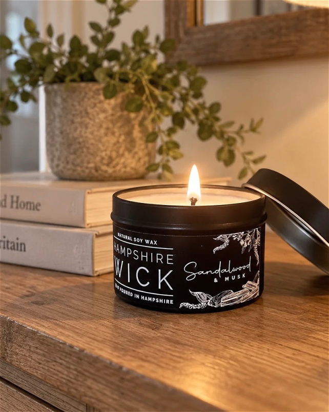 Candles | Gifts | Mother's Day | Luxury Candle Tin - Sandalwood & Musk