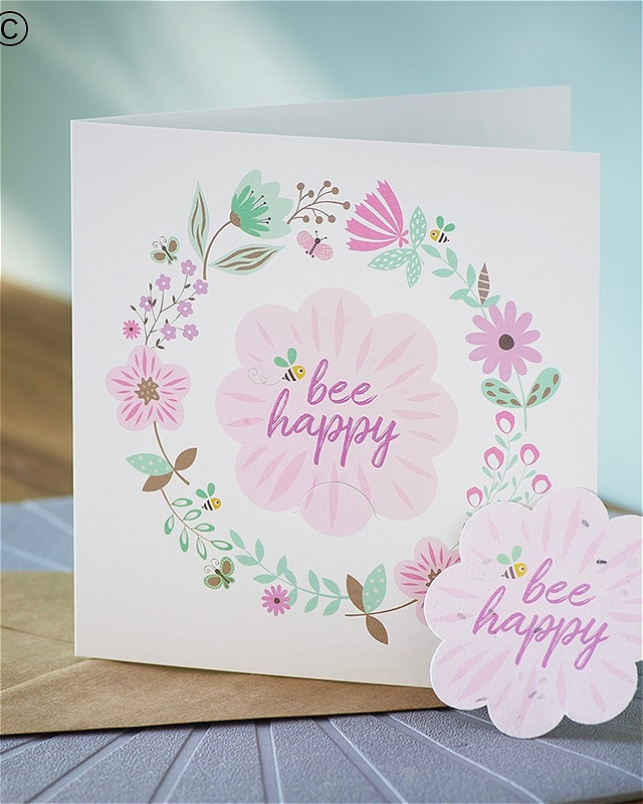 Greetings Cards | Upsell gifts | Bee Happy Greetings Card with Seeded Paper