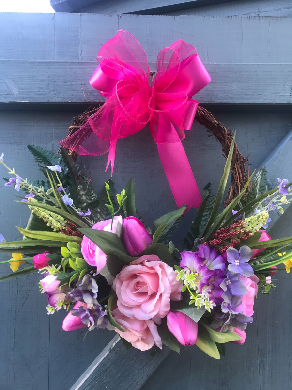 Spring wreath- lavender peony wreath