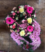 Funeral tribute hearts | Double open pink burst