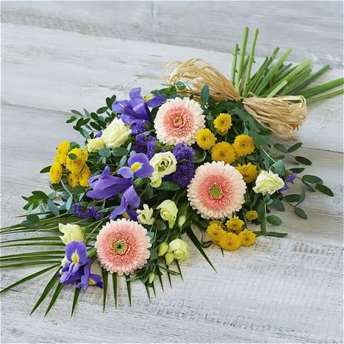All Funeral Flowers | Funeral & Sympathy  | Sprays And Sheaves | Lemon & Blue Tied Sheaf