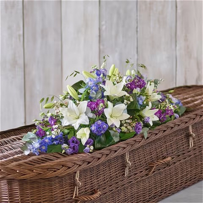 All Funeral Flowers | Casket Sprays | Funeral & Sympathy  | Blue and White Casket spray