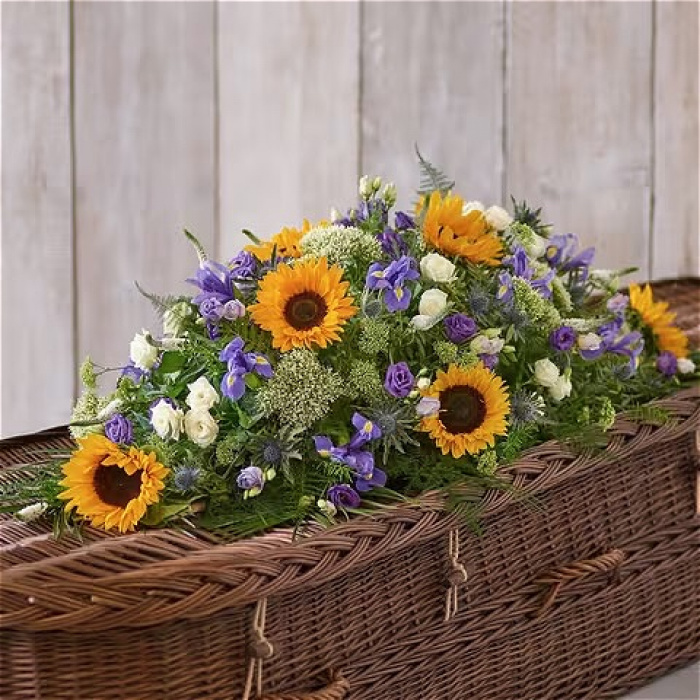 All Funeral Flowers | Casket Sprays | Funeral & Sympathy  | Sunflower Mix Casket spray