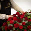 Coffin Sprays | Funeral | Rose and carnation casket spray Red