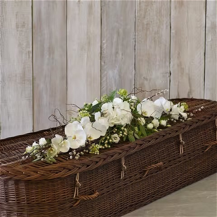 All Funeral Flowers | Funeral & Sympathy  | Special Tributes | White and green eco-friendly casket tribute