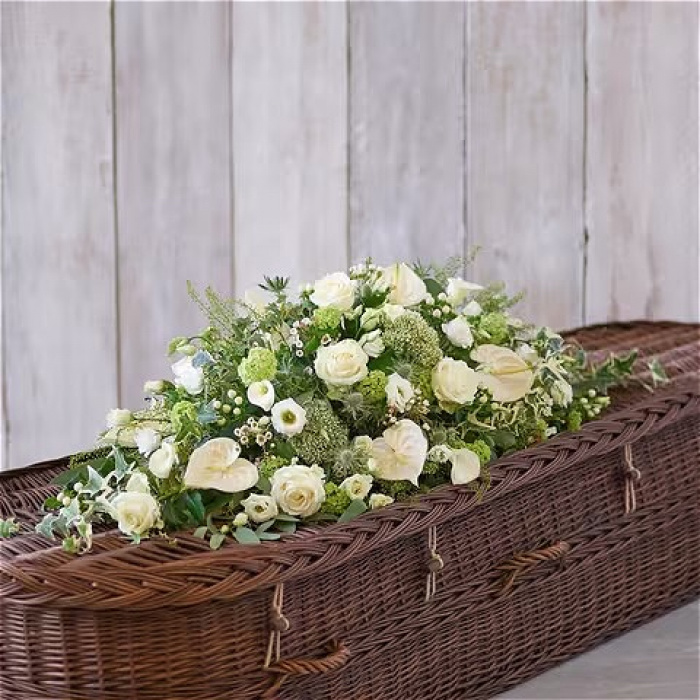 All Funeral Flowers | Casket Sprays | Funeral & Sympathy  | White and green casket spray