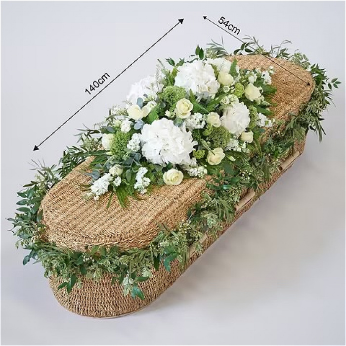 All Funeral Flowers | Casket Sprays | Funeral & Sympathy  | Large white Casket spray with garland