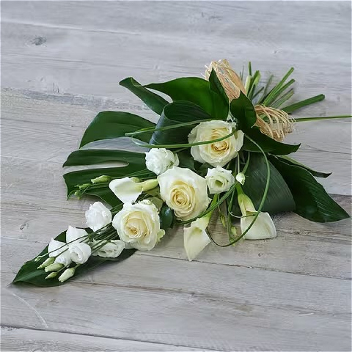 All Funeral Flowers | Funeral & Sympathy  | Sprays And Sheaves | White rose and calla lily sheaf