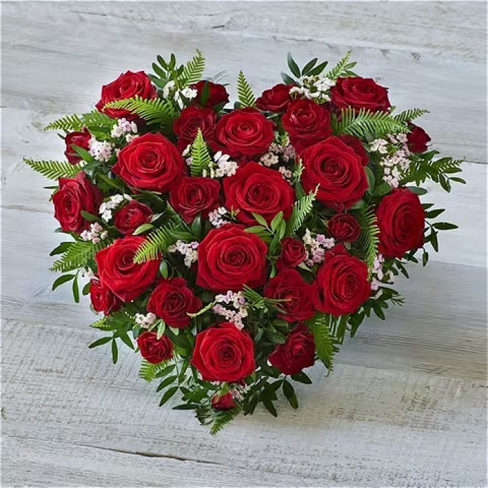 All Funeral Flowers | Funeral & Sympathy  | Hearts And Cushions | Rose Heart