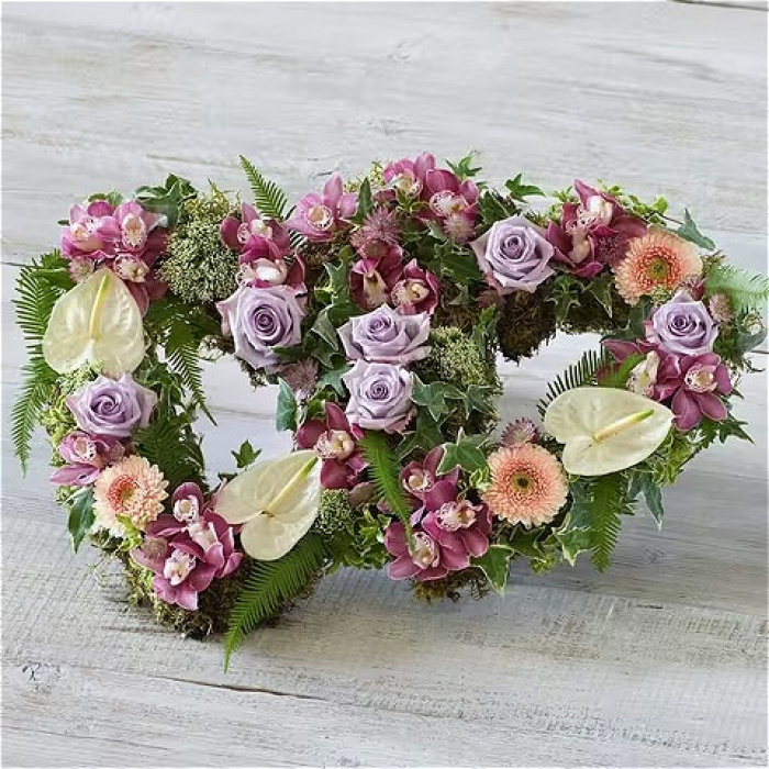 All Funeral Flowers | Funeral & Sympathy  | Hearts And Cushions | Deluxe Double Heart