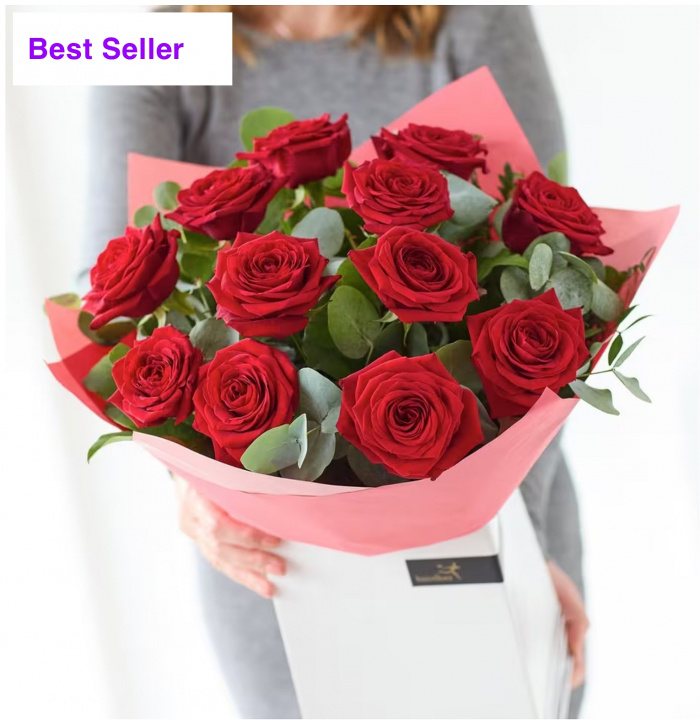 Anniversary Flowers  | Happy Anniversary 12 Red Rose Bouquet