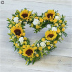 All Funeral Flowers | Hearts And Cushions | Striking Sunflower Heart