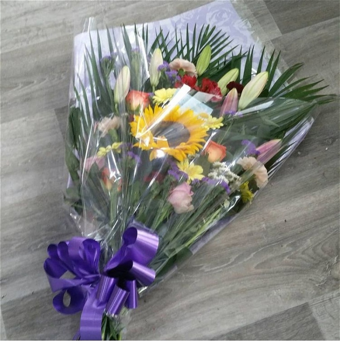 bouquet flowers in Crewe | Mothers Day | sympathy | florist choice-Traditional flower wrap(picture example only)