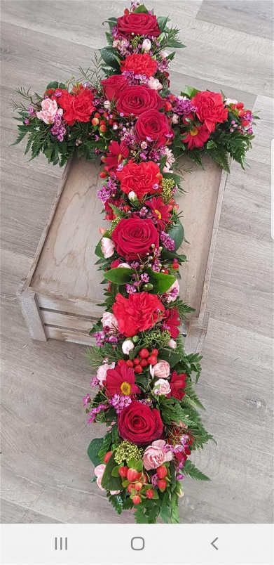 crosses | Funeral flowers Crewe. | Mixed floral cross 3ft
