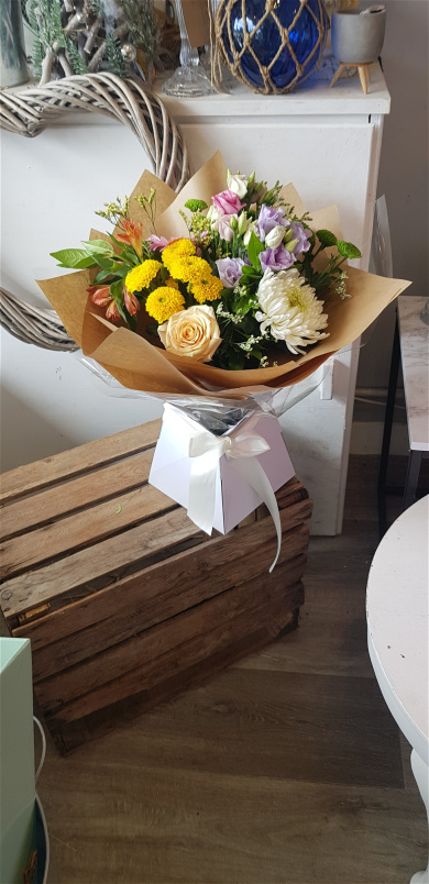 Gift flowers | Mothers Day | Florist choice- traditional flower hand tied bouquet in water