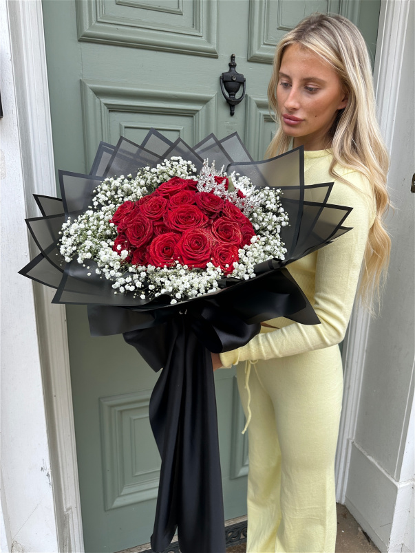 Rose Bouquets  | Red Princess Rose & Gyp Bouquet