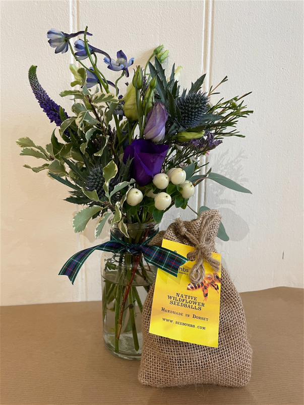 Gifts | Mother's Day 2023 | Mother's Day 2024 | Mother's Day 2025 | Our Flowers and flower vases | Valentines Day  | Mini jam jar/milk bottle of flowers and Bee Bomb gift
