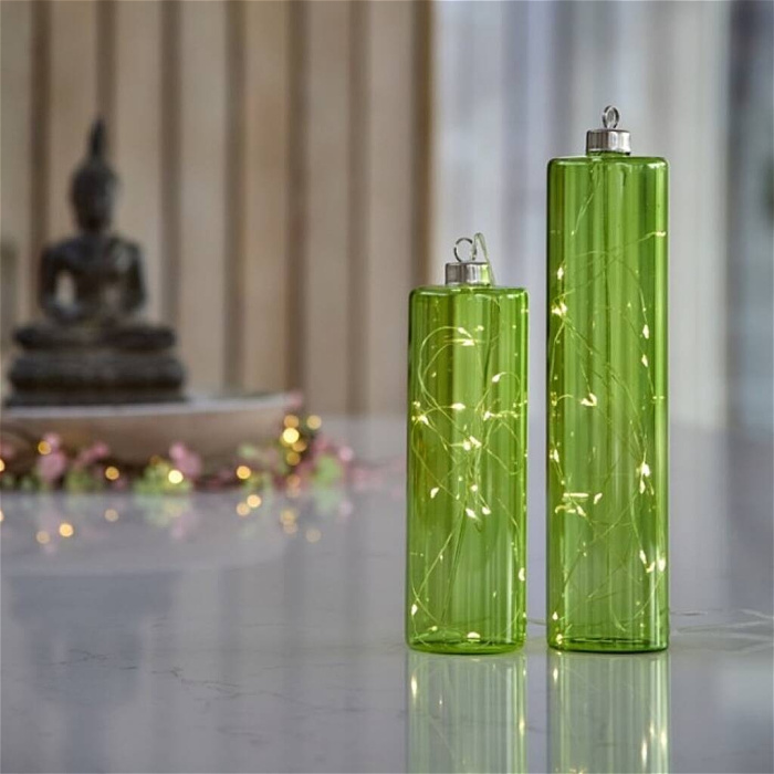 Christmas at The Woodland Florist 2025 | Glass cylinders (Lime green) battery operated
