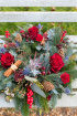 Fresh Christmas Table Arrangements Hand-made and delivered in Kent | Upsell gifts | Noel Burgundy Circular Arrangement