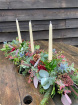 Fresh Christmas Table Arrangements Hand-made and delivered in Kent | Noel Burgundy Long Table Arrangement