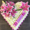 All Funeral Tributes | Hearts / Crosses | Massed Lily Heart