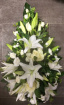 All Funeral Tributes | Casket sprays | Lily and White Rose Single Ended Spray