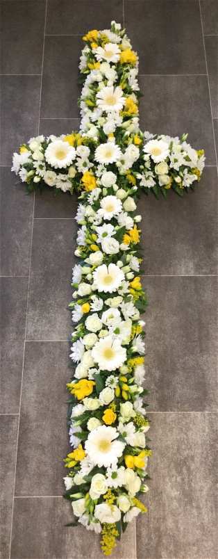 All Funeral Tributes | Hearts / Crosses | Freesia & Rose Loose cross