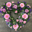 All Funeral Tributes | Hearts / Crosses | Pink & Lilac Loose Open Heart