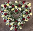 All Funeral Tributes | Hearts / Crosses | Red & Cream Loose Open Heart