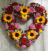 All Funeral Tributes | Hearts / Crosses | Sunflower / Rose loose Open Heart