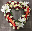 All Funeral Tributes | Hearts / Crosses | Rose and Lily Open Heart