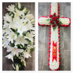 Funeral Tribute Packages | Package 5 -  Lily spray or Cross / Mom / Nan