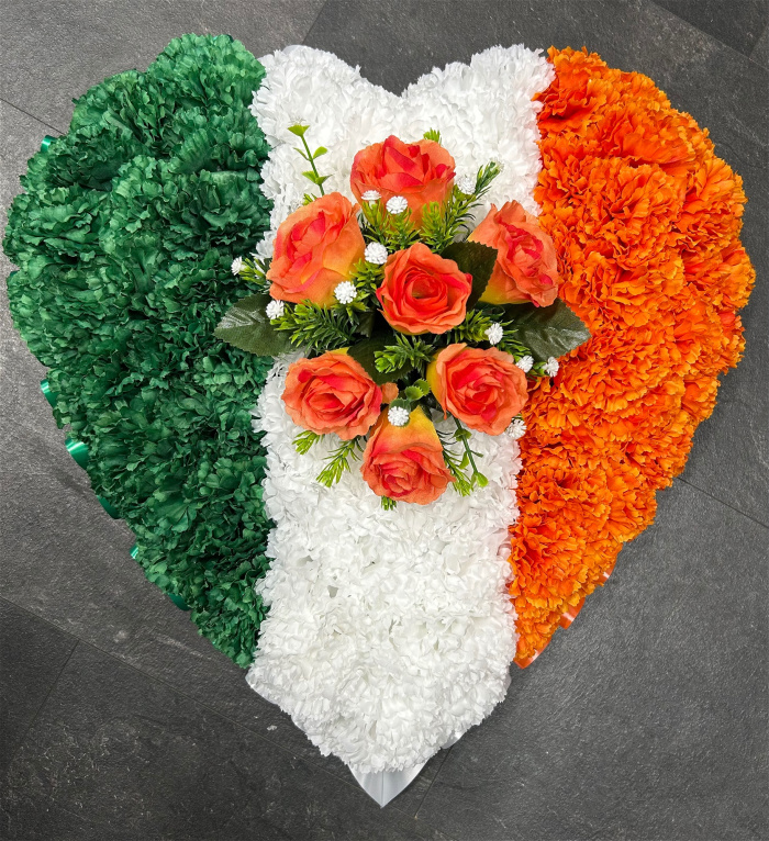 All Funeral Tributes | Artificial Funeral Tributes / Memorials | Irish coloured heart