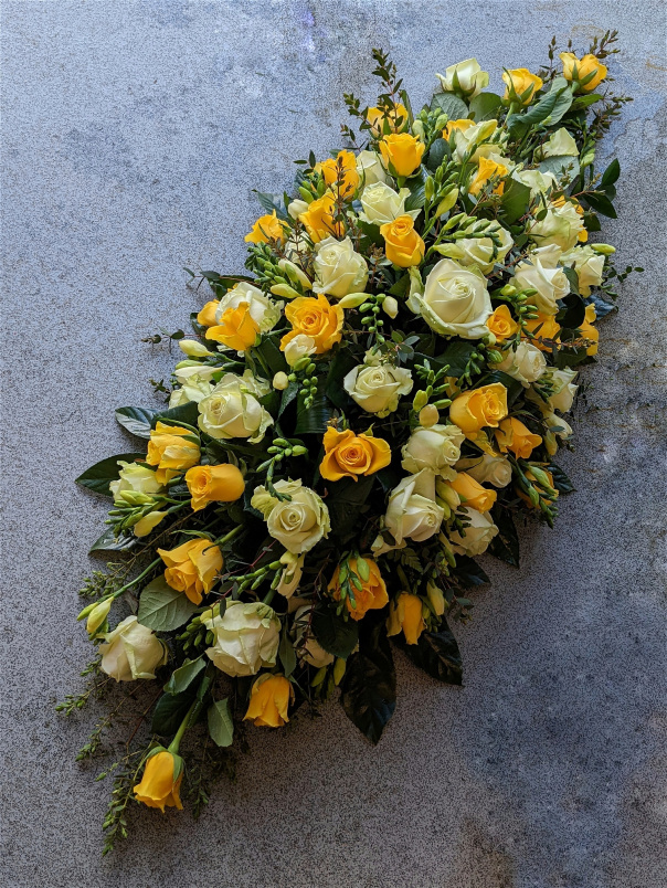 Casket Sprays | Funeral and Sympathy Flowers  | Golden Rose Casket Spray