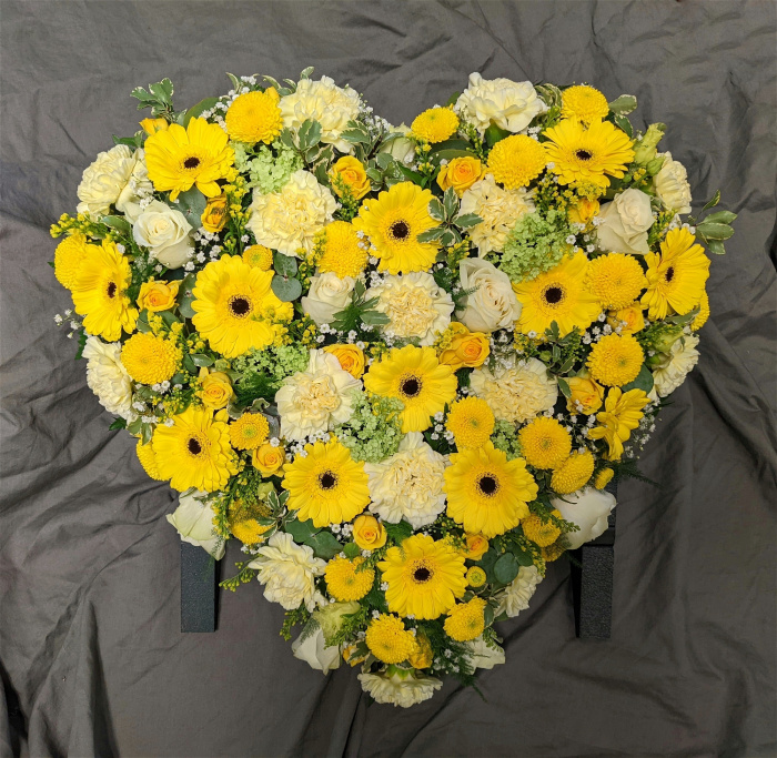 Funeral and Sympathy Flowers  | Funeral Hearts | Lemon Heart Tribute